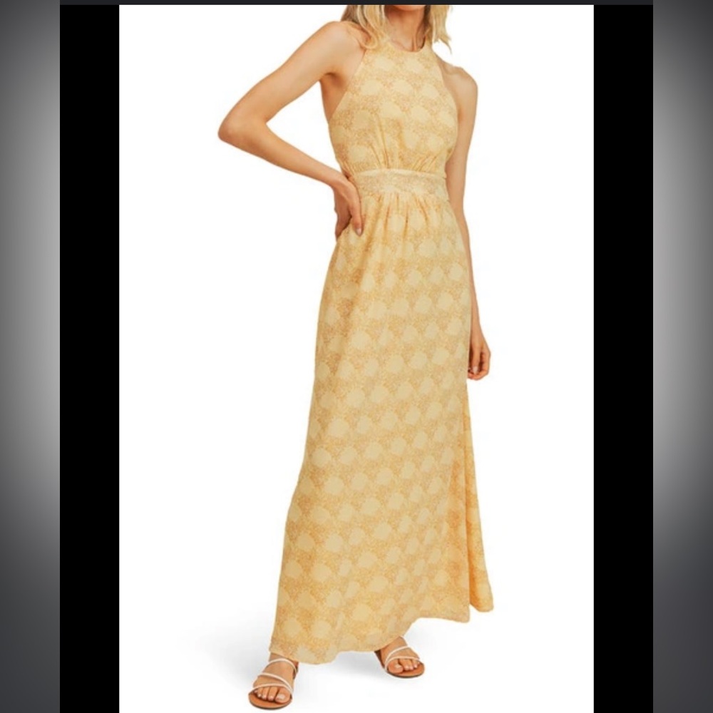 Lush medallion print halter neck maxi‎ dress small NWT